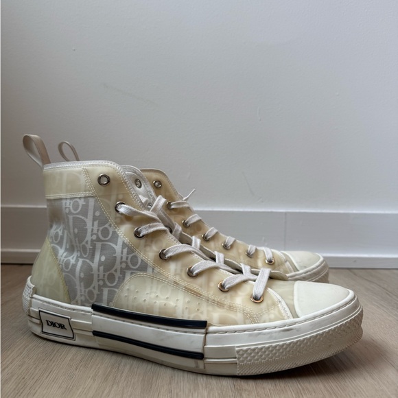 Dior High-Top Sneakers in Cream and Gray - Picture 1 of 9